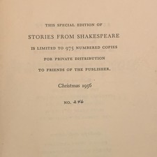 Stories From Shakespeare Hardcover Limited Numbered Edition 975 Copies 1956 picture