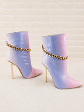Roxy Pink Purple Slim Stiletto Heel Sexy Pointy Toe Ankle Boots picture