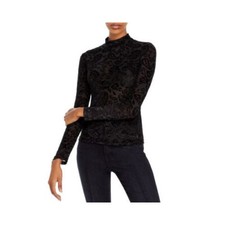 FORE Knit Paisley Burnout Turtleneck In Black Paisley Burnout, S picture