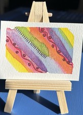 ACEO Art Card Original mixed media watercolor and ink. 2.5 x 3.5 Abstract picture