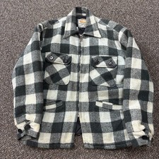 1970s Zip Up Plaid Jacket True Vintage Black White Quilted Rare Cotton Large picture