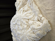 Vintage King  Crocheted  Lace Coverlet Bedspread Rectangular 110 by 92