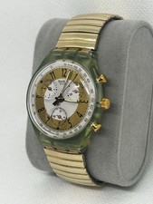 Vintage 1993 Swatch Chronograph SCG101 Golden Globe New Battery Box & Papers picture