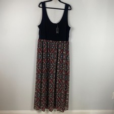 Torrid Maxi Dress Size 2X Black Floral Sleeveless Chiffon Scoop Neck Stretch picture