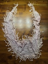 Pretty Angel Rose Pink Crochet Trim Linen Blend Scarf - NEW picture