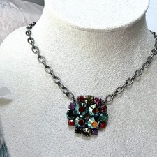 RARE RETIRED SABIKA W12 Winter 2012 Multicolor Crystal Pendant Necklace 16 - 18