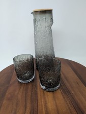 Joshua Steinberg Igor Smoked Crystal Water Carafe Pitcher 2 Tumbler Bark Texture picture