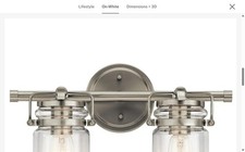 Kichler Brinley 45688NI 2-Light Bathroom Vanity Light Brushed Nickel Clear Glass picture