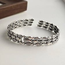 Solid 925 Sterling Silver Bracelet for Women | Vintage Handmade Simple Bangle picture