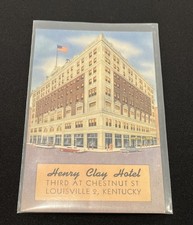 Louisville Kentucky~Henry Clay Hotel St View~Cars~USA Flag~Linen 1940s Postcard picture