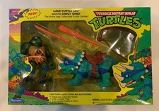 Cave Turtle Leo + Dingy Dino TMNT 1992 SEALED NEW Ninja Turtles Set Playmates picture