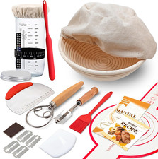 Complete Sourdough Starter Kit Banneton Bread Proofing Basket with Glass Sourdou picture