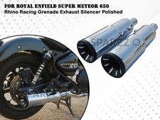 For Royal Enfield Super Meteor 650 Rhino Racing Grenade Exhaust Silencer Polish picture