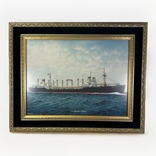 1959 T Hagiwara Yokohama Japan Watercolor Painting S.S. Marine Arrow Ship picture