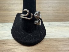 Rare vintage 925 sterling silver double 🐱 cat head &tails ring size 8.5 L1402 picture