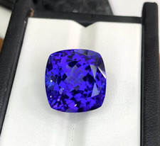 AAA 15.60 Ct+ Rare Natural Blue Tanzanite Certified Loose Cushion Cut Gemstone picture