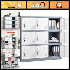 9-Door Metal Locker Cabinet with Card Slot & Ventilation - Steel Storage for Off picture