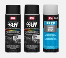SEM 2 Pack 15243 Color Coat Satin Black + Vinyl Prep Restoration Kit picture