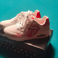 SKECHERS x The Rolling Stones Low Top Sneakers White/Red/Black US  Women's 7.5 picture