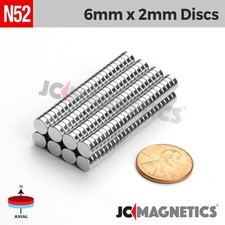 6mm x 2mm N52 Round Disc Rare Earth Neodymium Magnet 6x2mm picture