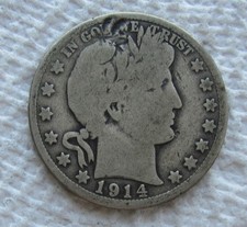 1914 50C Barber Half Dollar Rare Key Date Full Date Damaged Hole Filler picture