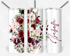Personalized Floral Tumbler 20oz - Custom Name - Bridesmaid Gift - Gift for Her picture