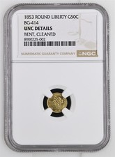 1853 G50C California Fractional Gold / BG-414 NGC UNC / Better Period One picture