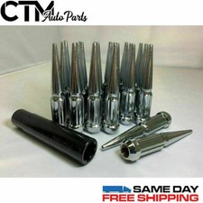 20PC 4.5''CHROME 14X2 SPLING SPIKE LUG NUTS + KEY FIT F150 Navigator Expedition picture