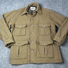 Vtg 1960s Woolrich Wool Flannel Houndstooth Chore Barn Field Jacket Coat Mens L picture