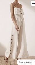 Free People Shona Joy Aluaro Jumpsuit Safari Linen WideLeg Neutral Cream Size 10 picture