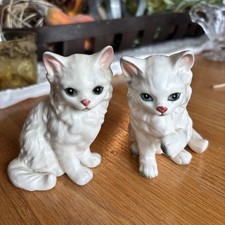 Vintage Lefton Porcelain Cat Figurines Made In Japan Set of 2 picture