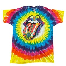 Vintage 1994 Rolling Stones Fractal Tongue Liquid Blue Tie Dye T-Shirt XL w/ COA picture