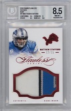 2014 Panini Flawless Ruby /15 Matthew Stafford Game Worn 4 Color Patch BGS 8.5 picture