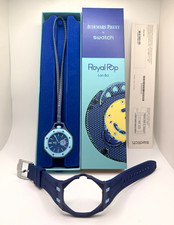 Swatch Royal Pop Lan Ba Blue Quartz 41mm Date 30m Plastic/Rubber w/ Box Papers picture