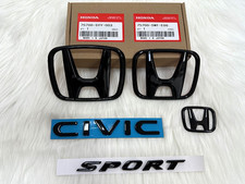 Genuine OEM Gloss Black Logo Emblem Set For CIVIC 22-26 Sport Touring Hatchback picture