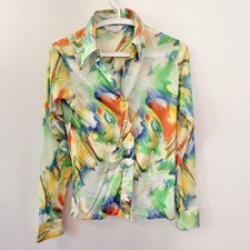 Vintage Beeline fashions 60’s 70’s Button Up Blouse Sz 32 Retro Psychedelic picture
