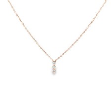 14K Rose Gold 0.11 CT Natural Diamond 3-Stone Drop Necklace picture