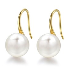 Pearl Drop Dangle 8.5-9.0mm, Gold Short,White Pearl(0.33-0.35 inches) picture