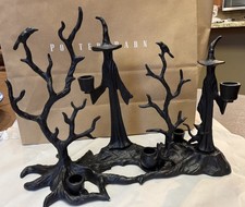 Pottery Barn Witch Halloween Tree Centerpiece Candle Holder Bronze Black picture