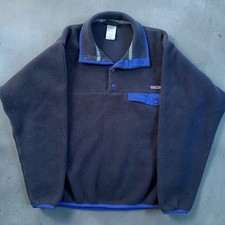 Patagonia Synchilla Snap-T Fleece Pullover Mens Small Navy Blue Blue Trim picture