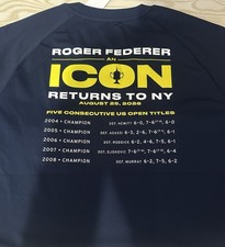 2026 US Open x Uniqlo Roger Federer AN ICON RETURNS TO NY tee shirt size S-2XL picture
