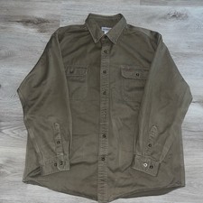 Carhartt Men's Olive green Cotton Work Shirt Size XL, Button Up, Long Sleeve picture