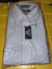 NEW Stafford Men’s Dress Shirt 15.5 35 Athletic Fit Blue Stripe picture