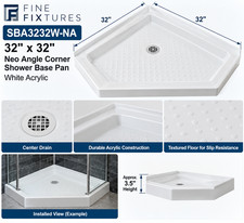 Fine Fixtures SBA3232W-NA 32x32 Neo Angle Corner Shower Base Pan White Acrylic picture