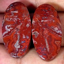 39.80Cts 100% Natural Crazy Lace Agate Oval Pair Cabochon 15X30X4MM picture