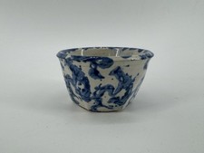 Antique Spongeware Stoneware Blue And White Bowl picture