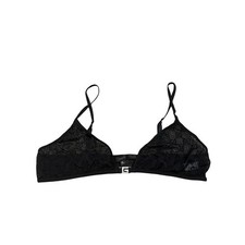 Vintage 1998 Tom Ford Gucci GG Monogram Rhinestone Black Sheer Lace Bra XL picture