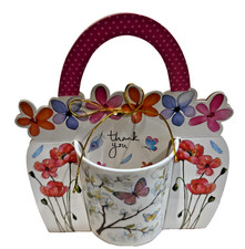 burton + Burton Thank You Butterfly Flowers Coffee Tea Cup Mug Great Gift~NWT picture