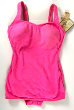 Vintage 60s Neon Hot Pink Pinup One Piece Swimsuit NWT Size 14/35 One Piece picture