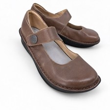Alegria Paloma Mary Jane Shoes EU 37 US 7/7.5 Taupe Stones Throw Leather Comfort picture